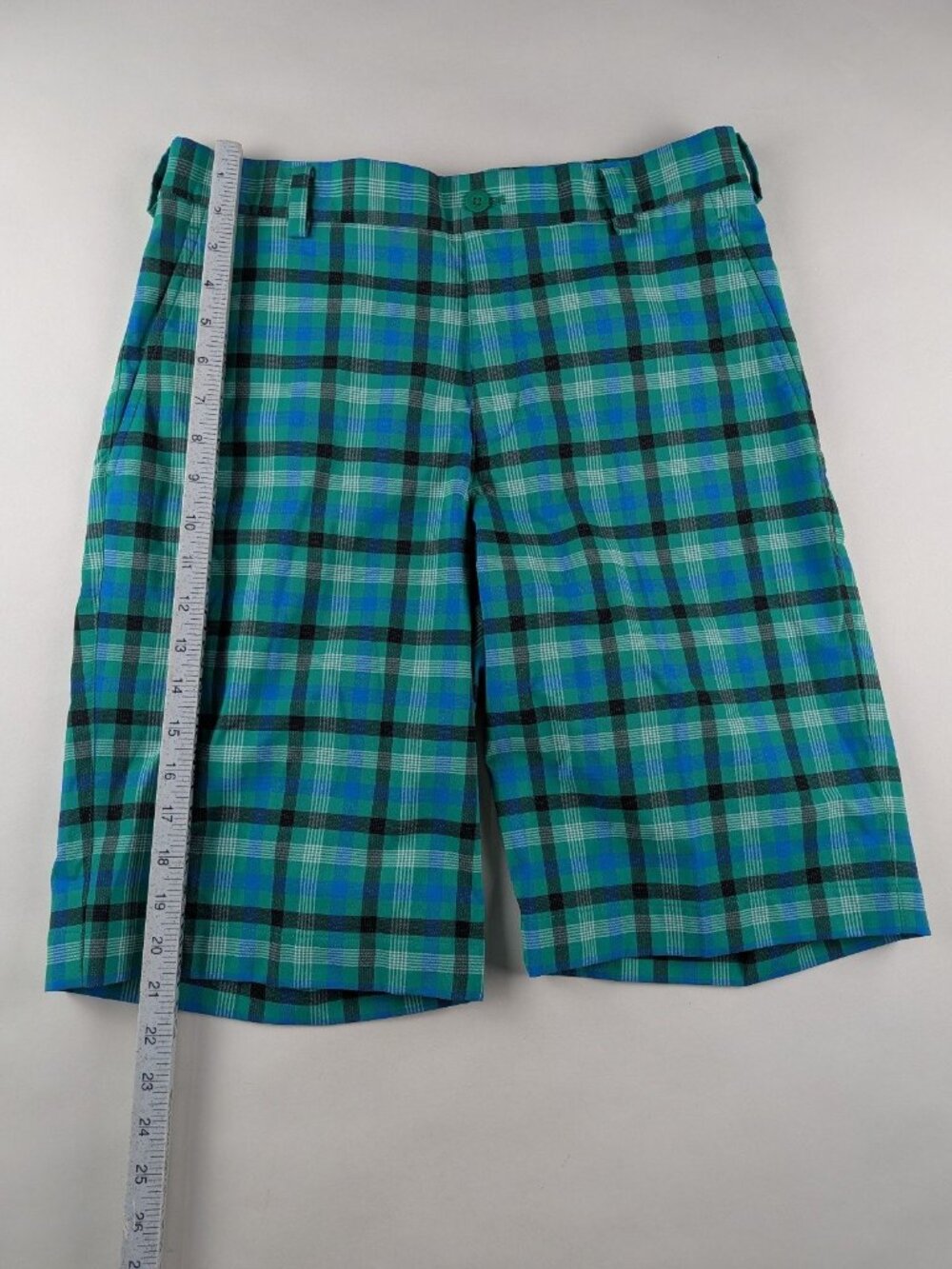 Nike Blue Green Chino Plaid Golf Shorts Mens 30